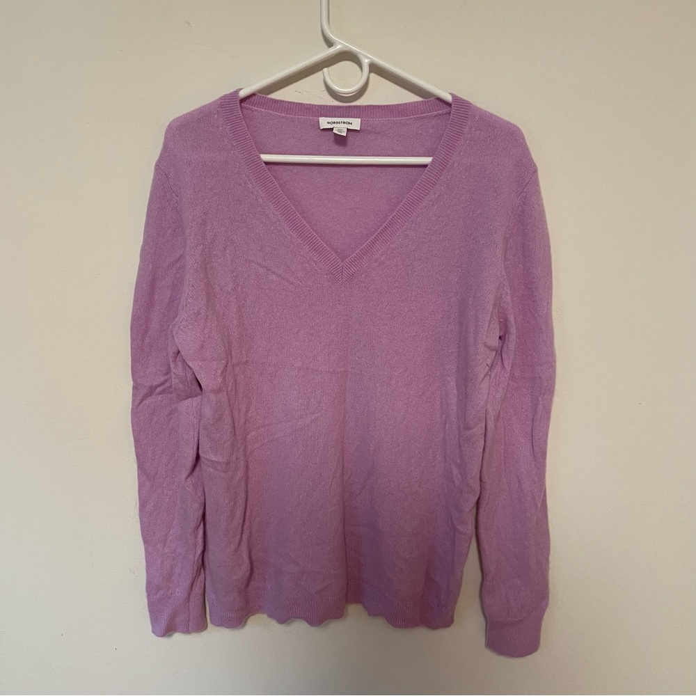 Nordstrom Cashmere V-Neck Sweater  - Size XXL Purple